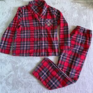 Polo Ralph Lauren Plaid Collar Pajama Set Large Flannel Winter Cozy